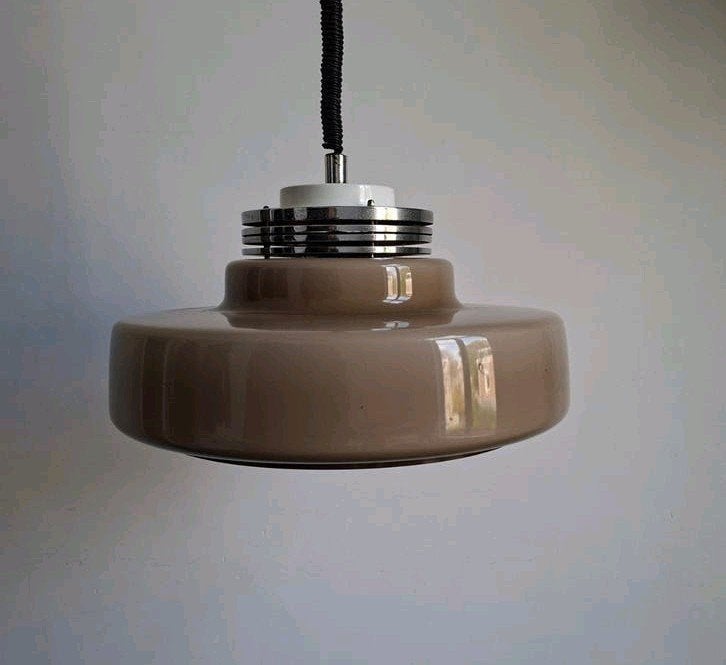 Vintage mushroom hanglamp met chroom, Ophalen of Verzenden
