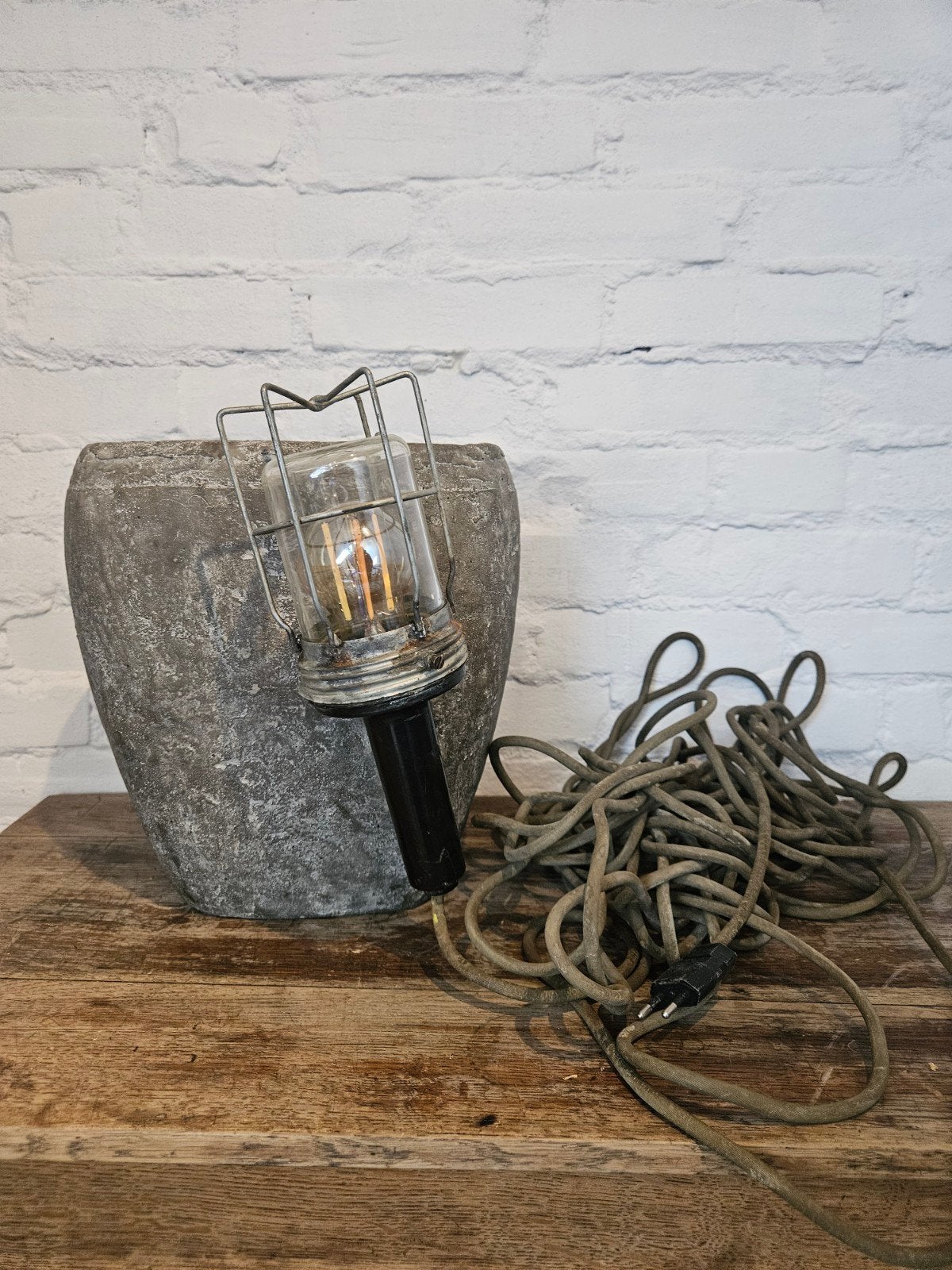 Vintage Looplamp met LED - Stoer & Industrieel, Overige merken, Gebruikt, Zwart, E27 (groot)