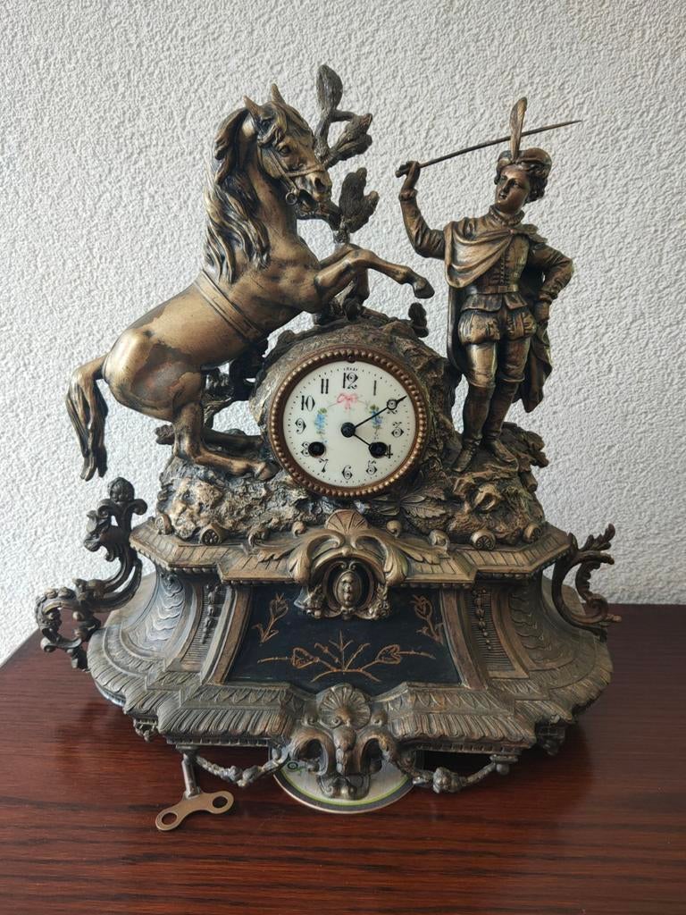 Franse pendule zink verguld., Antiek en Kunst, Antiek | Klokken, Ophalen of Verzenden