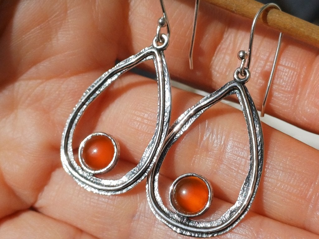 Vanoli 925 zilveren design oorbellen met carneool, Daiva1973@hotmail.com, Hangers, Vanoli, Amsterdam