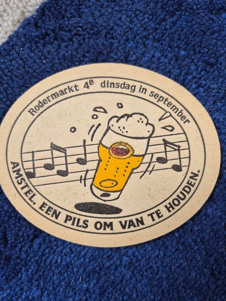 Vintage Amstel bierviltje - Rodermarkt 4e dinsdag september, Ophalen of Verzenden, Gebruikt, Viltje(s), Amstel