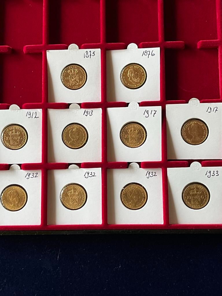 Gouden tientjes, Koning Willem III, Setje, Zilver, Ophalen of Verzenden