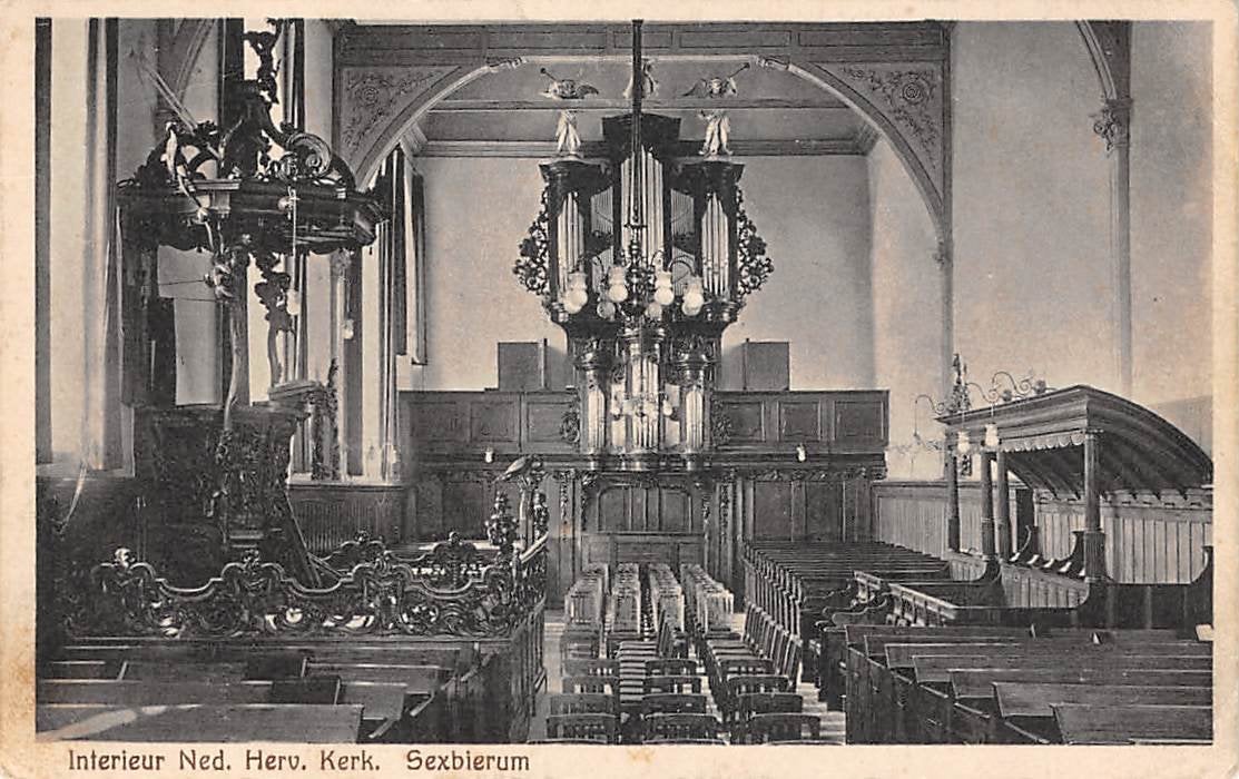Sexbierum ( bij Franeker )Interieur Ned. Herv. Kerk orgel, Ophalen of Verzenden, Voor 1920, Gelopen, Friesland