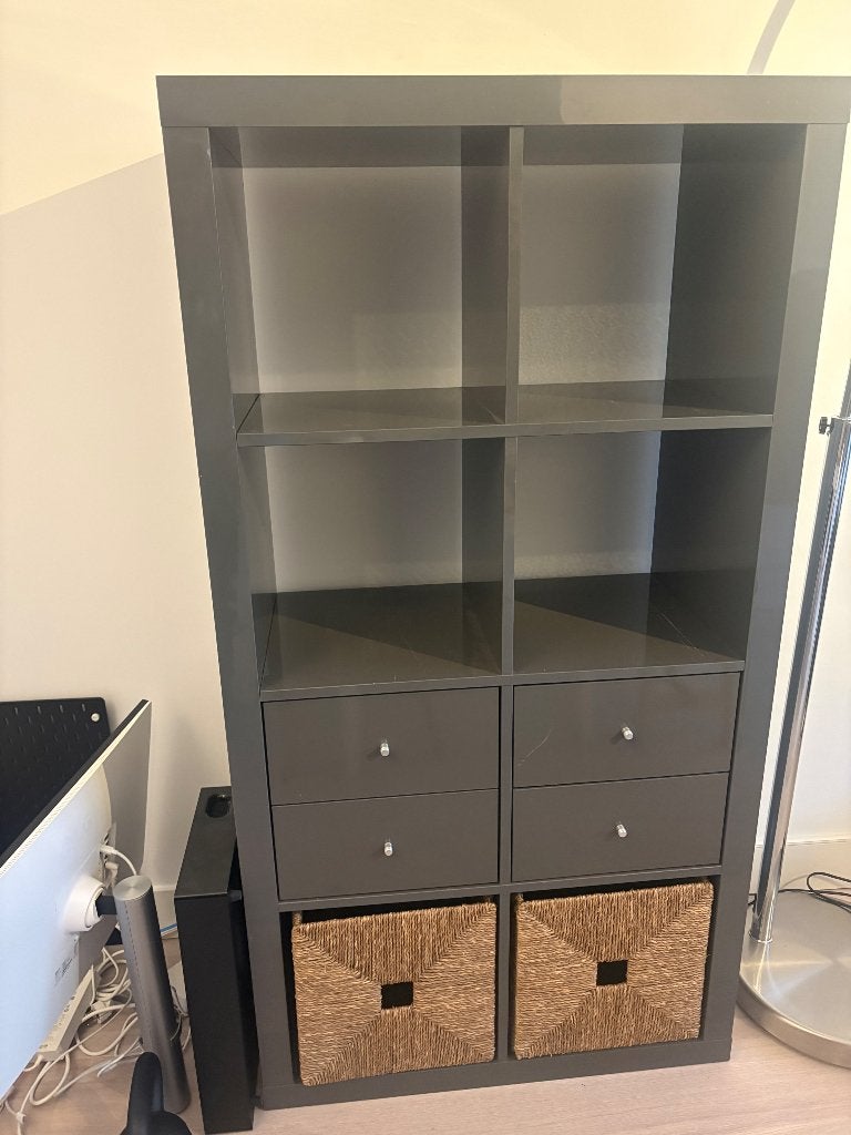 Kallax kast IKEA grijs, Ophalen, Gebruikt, 100 tot 150 cm, 50 tot 100 cm
