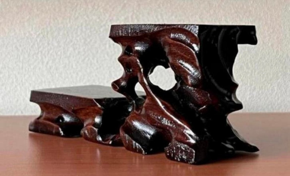 Bonsai Mame tafeltje twee etages roodbruin hout 12,5x5x6, Ophalen of Verzenden, Zo goed als nieuw, Rechthoekig, Minder dan 40 cm