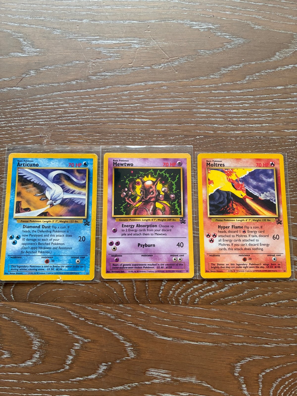 Pokémon Kaarten: Articuno, Mewtwo, Moltres (Wizards of the C, Ophalen of Verzenden, Gebruikt, Meerdere kaarten