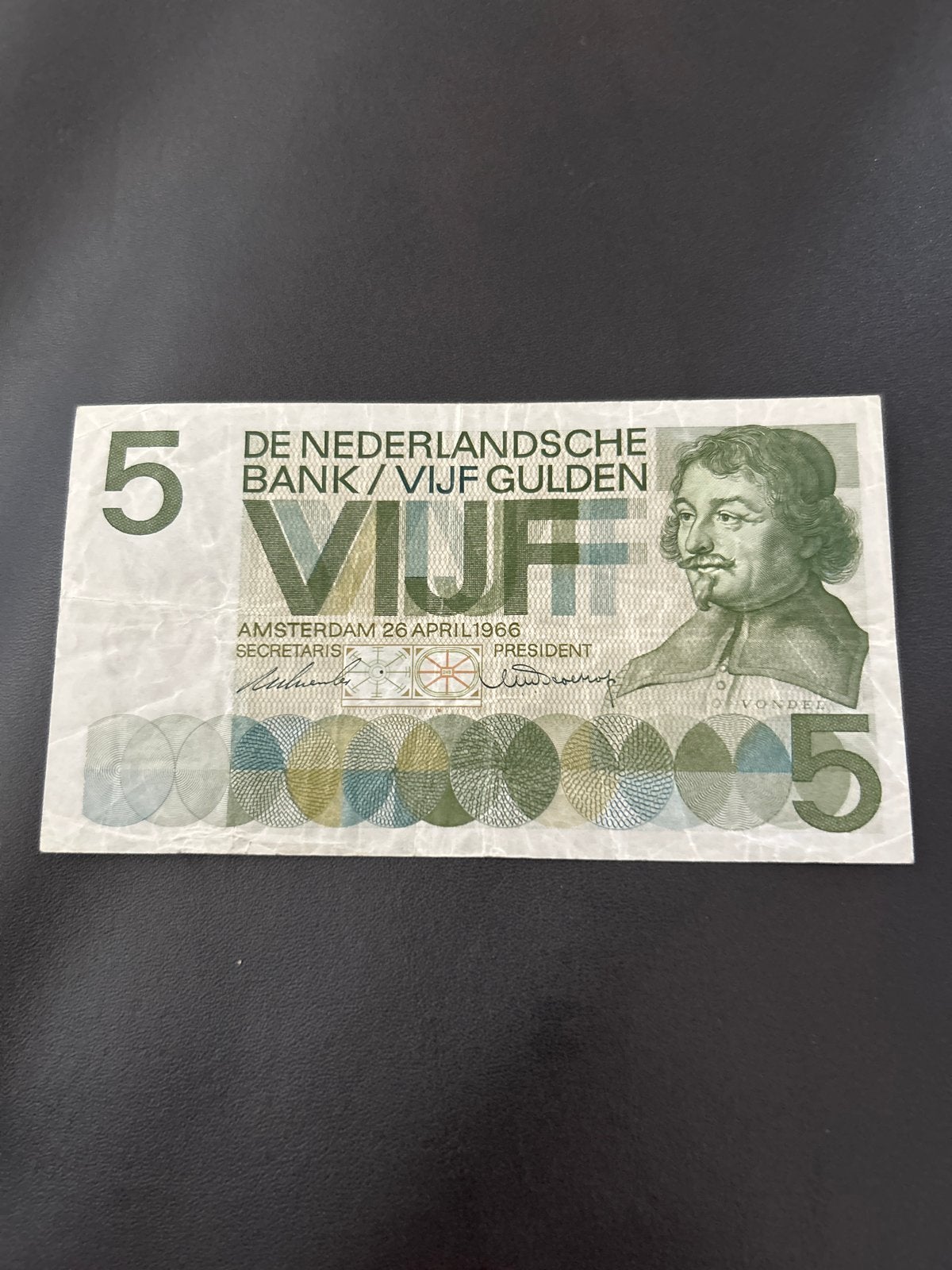 Zeldzame 5 Gulden biljet uit 1966 - Vondel, Postzegels en Munten, Ophalen of Verzenden, 5 gulden, Los biljet