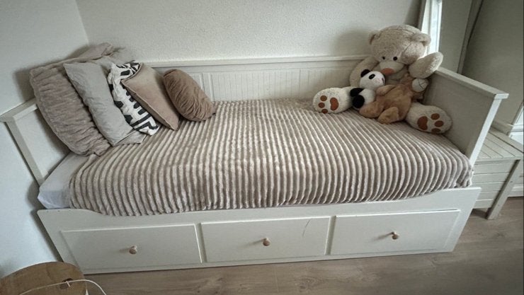 IKEA Hemnes Bedbank - Wit, uitschuifbaar met opberglades, Ophalen, Wit, Tweepersoons, 80 cm