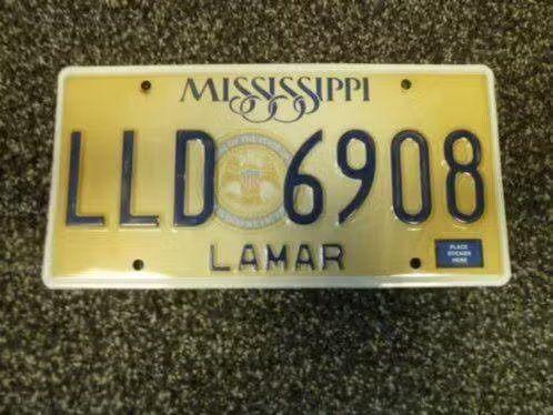 Kentekenplaat licenseplate Mississippi Lamar USA, Verzenden, Gebruikt, Auto's