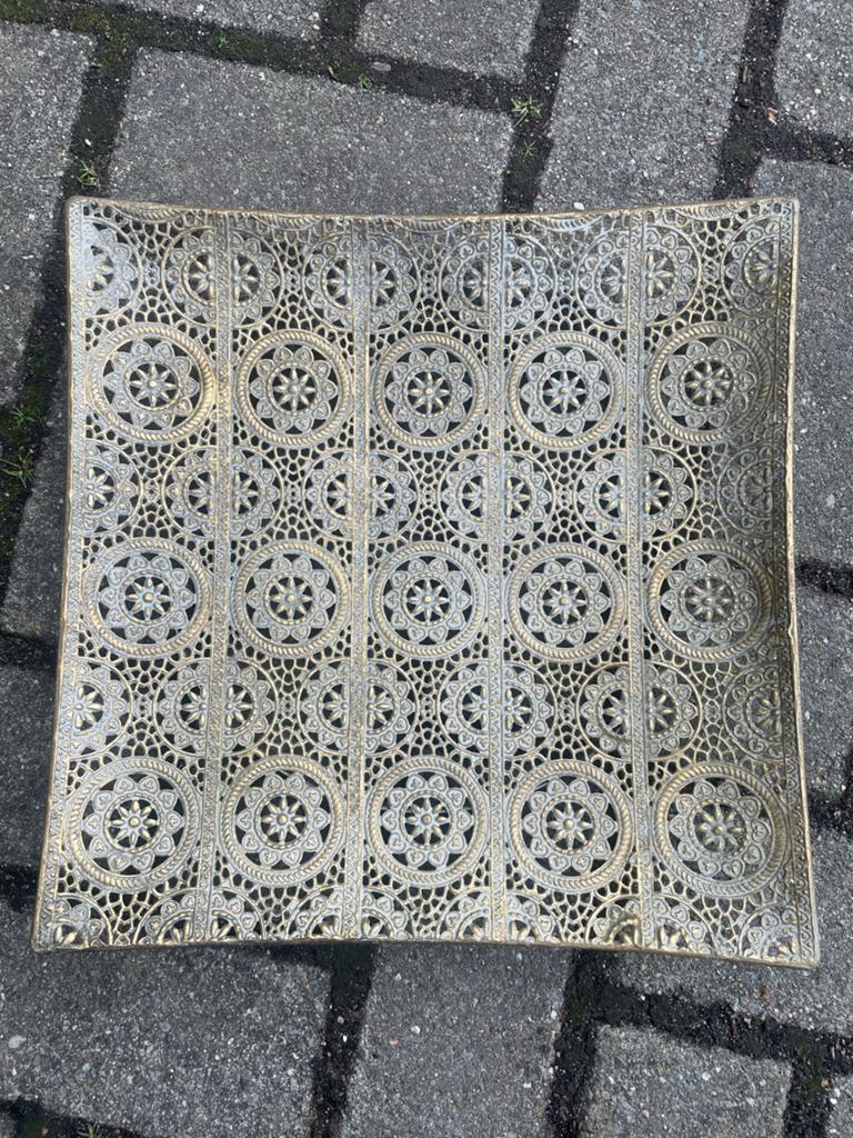 Decoratieve messing schaal/dienblad met opengewerkt patroon, Ophalen of Verzenden