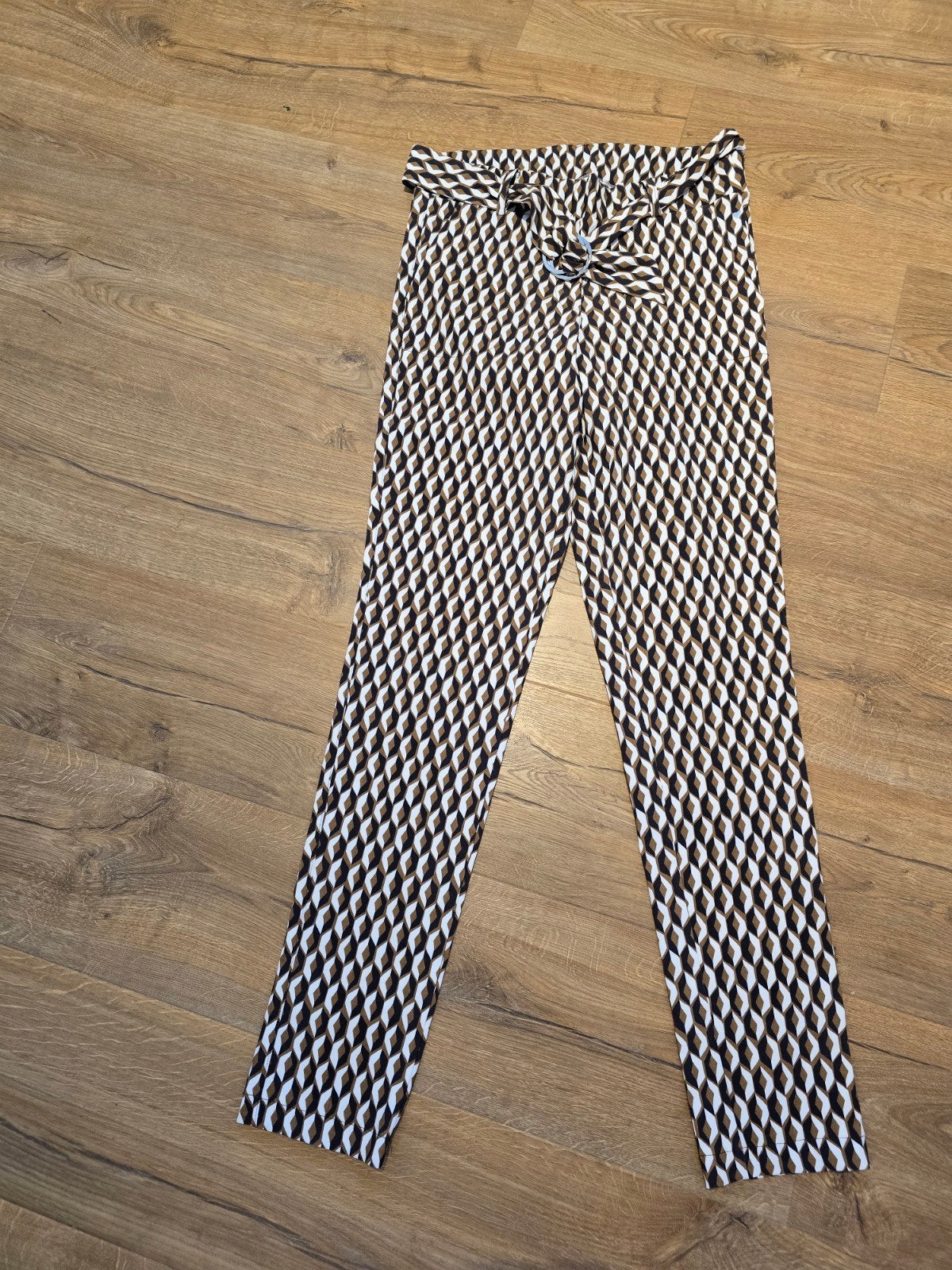 Helena Hart Broek met Geometrische Print Maat M, Maat 38/40 (M), Bruin, Zo goed als nieuw, Lang