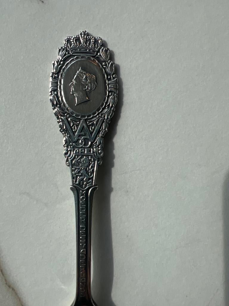 Zilver/verzilverde herdenkingslepel Wilhelmina 1898-1923, Ophalen of Verzenden