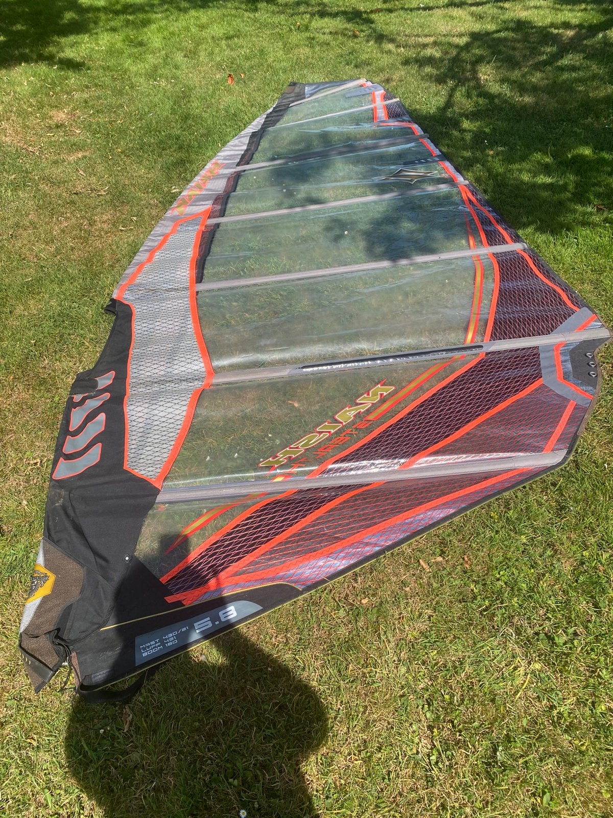 Naish Stealth 5.8 meter slalom, Watersport en Boten, Windsurfen, Ophalen, 5 tot 6.5 m², Zeil, Gebruikt