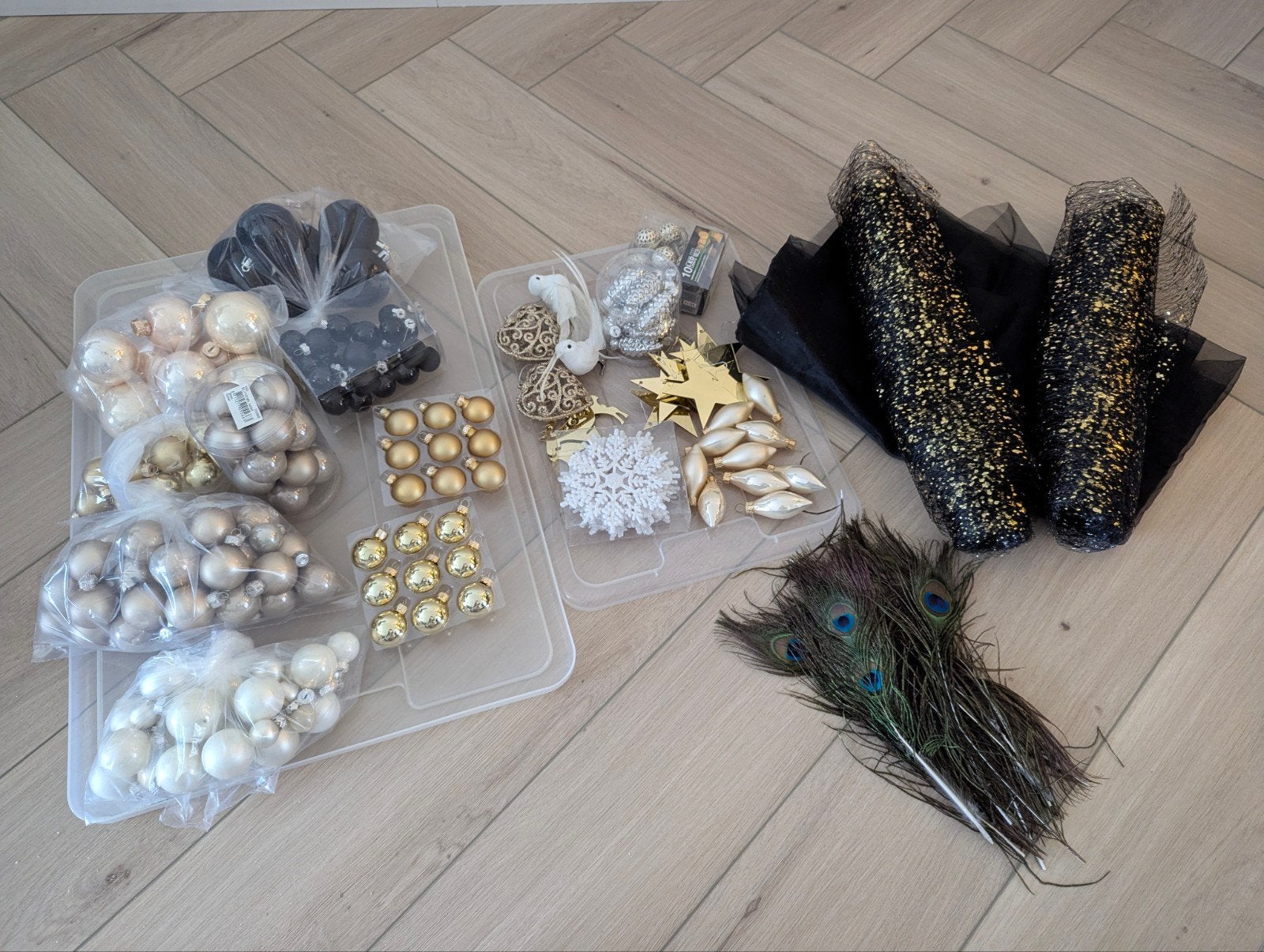 Kerst goud/ zwart decoratie kerstboom, Ophalen of Verzenden