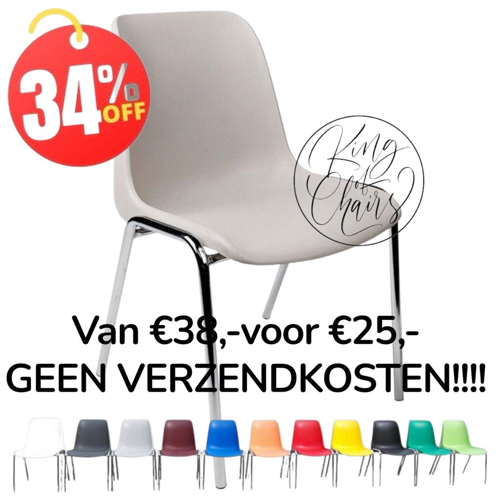Stapelstoelen Helene lichtgrijs kantinestoelen kuipstoelen, Everardo, Nieuw, Info@everardo.nl, Ophalen of Verzenden