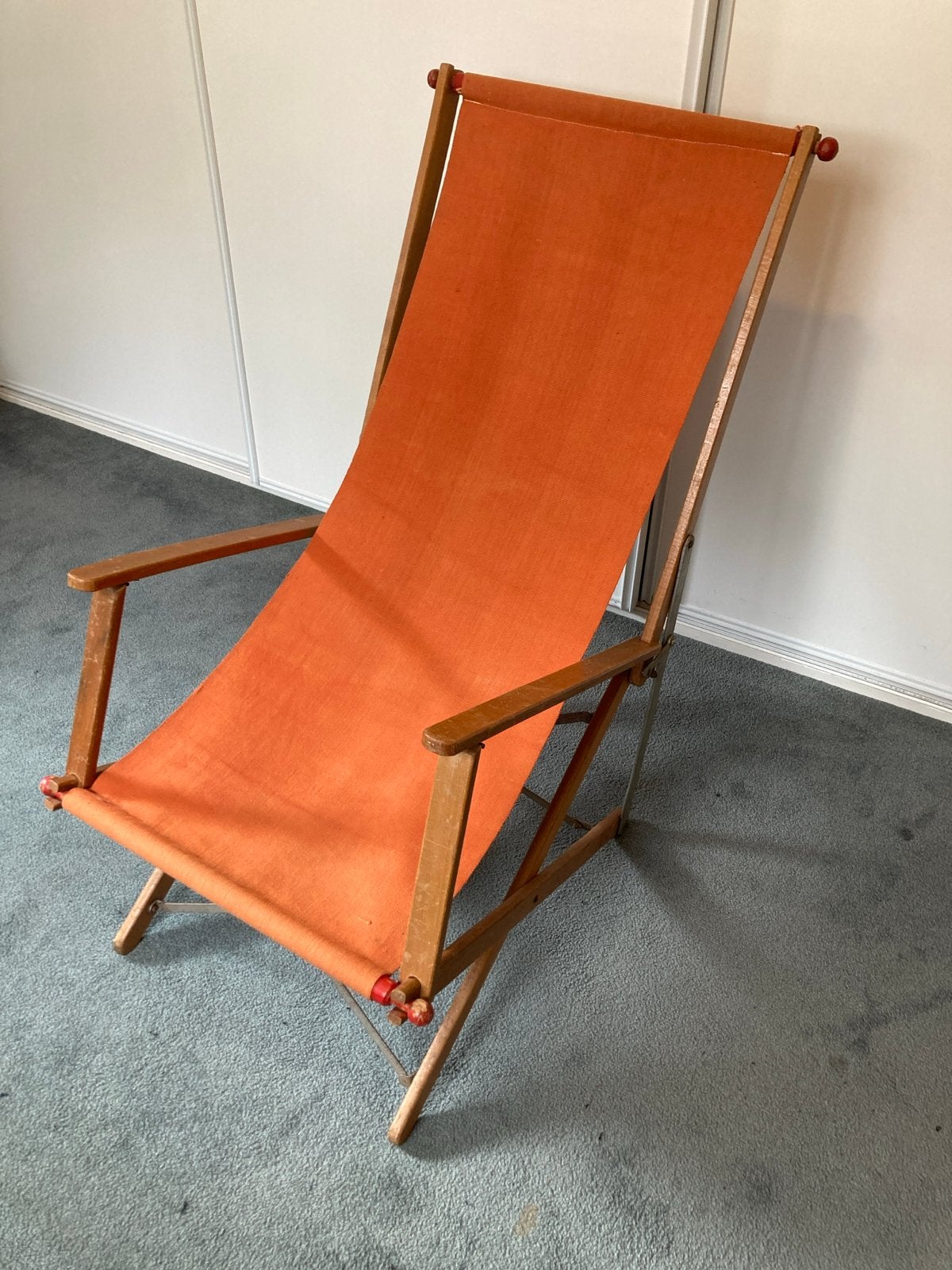 Vintage opvouwbare strandstoel / ligstoel - Oranje, Ophalen