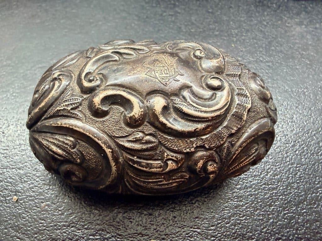 Zilveren deksel of schaaltje? Gegraveerd monogram 835 zilver, Ophalen, Zilver