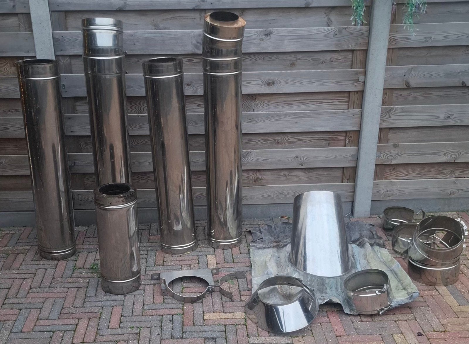 RVS dubbelwandige kachelpijpen, Gebruikt, Overige typen, Minder dan 60 cm, Ophalen of Verzenden