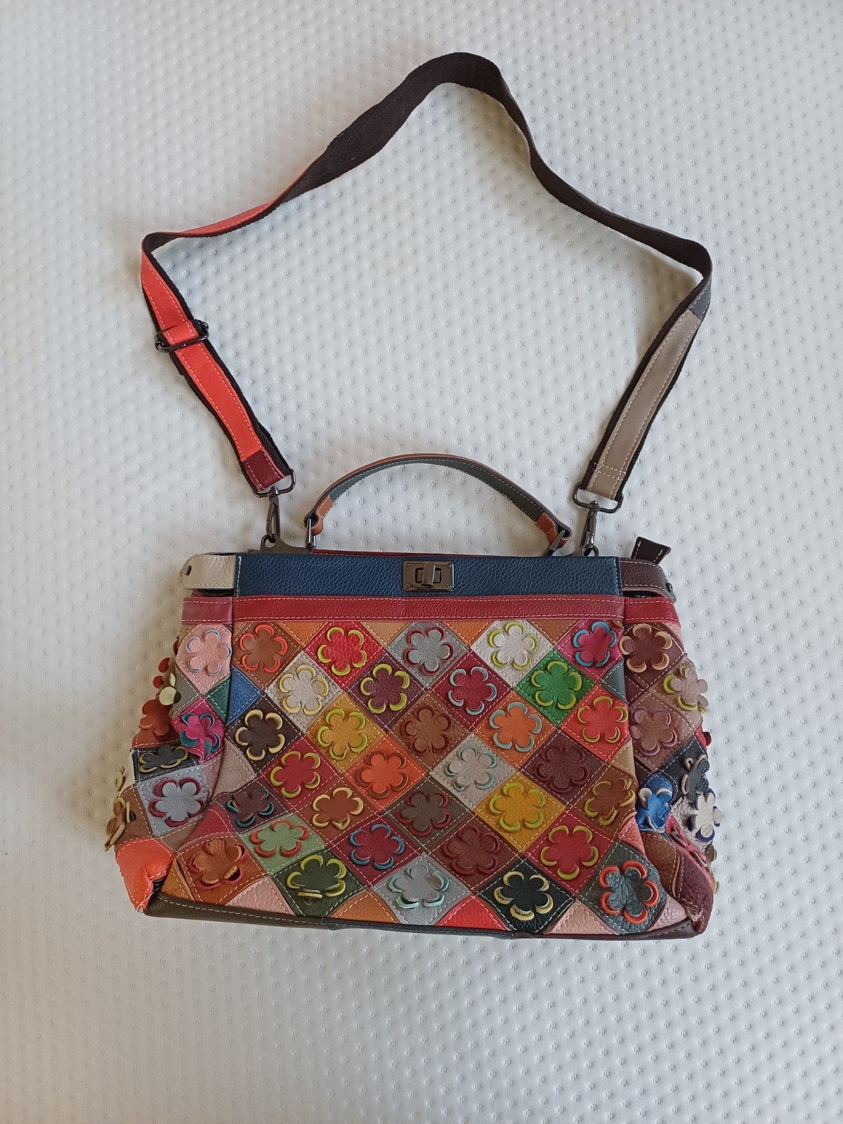 Nieuw! Prachtige Italiaanse Leren Patchwork Tas (Vera Pelle), Ophalen of Verzenden, Nieuw, Schoudertasje