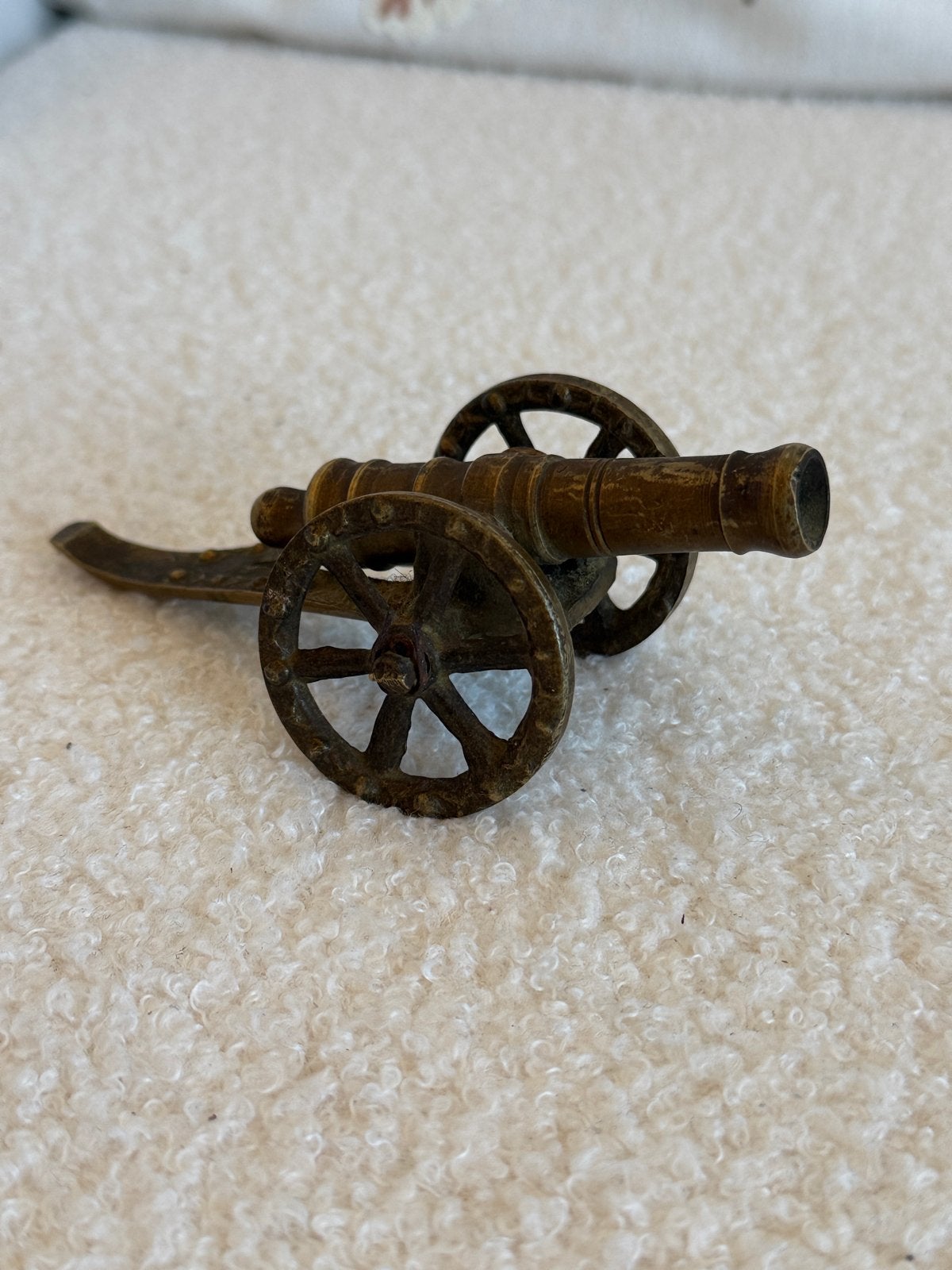 Antiek Miniatuur Kanon - Decoratief Messing Kanon, Ophalen of Verzenden, Gebruikt