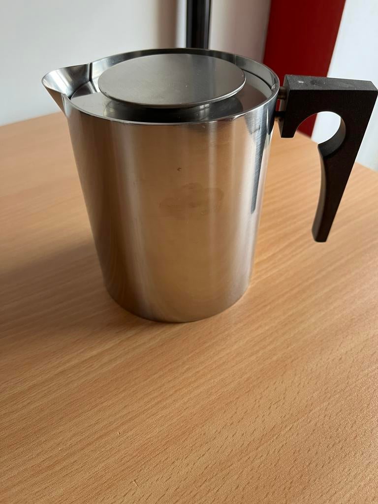 Mooie Stelton Cylinda Line waterkan / sapkan met deksel, Zilver, Ophalen of Verzenden, Metaal, Overige merken