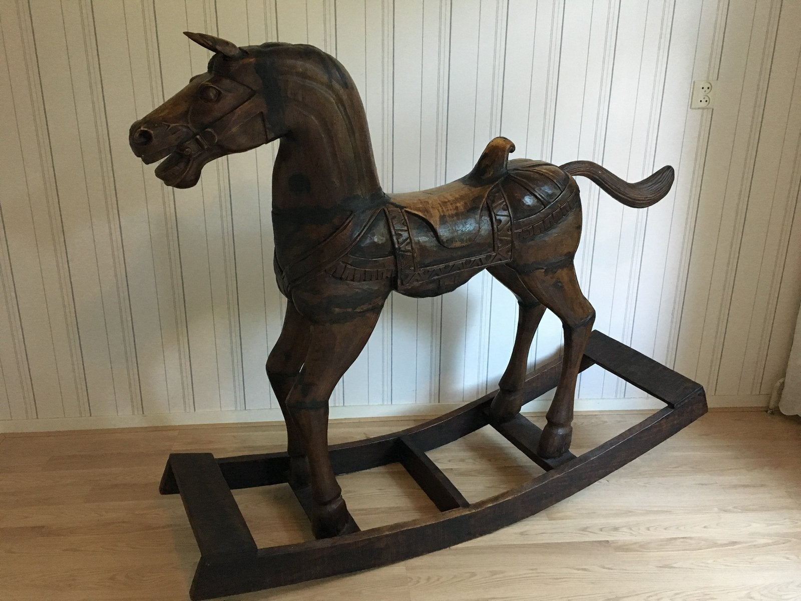 Groot houten hobbelpaard voor volwassenen, uniek (paard), Antiek en Kunst, Ophalen
