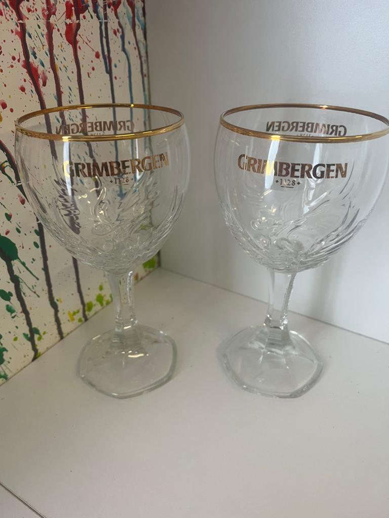 Grimbergen bierglazen set van 2 glazen, Verzamelen, Ophalen of Verzenden, Nieuw, Glas of Glazen, Overige merken