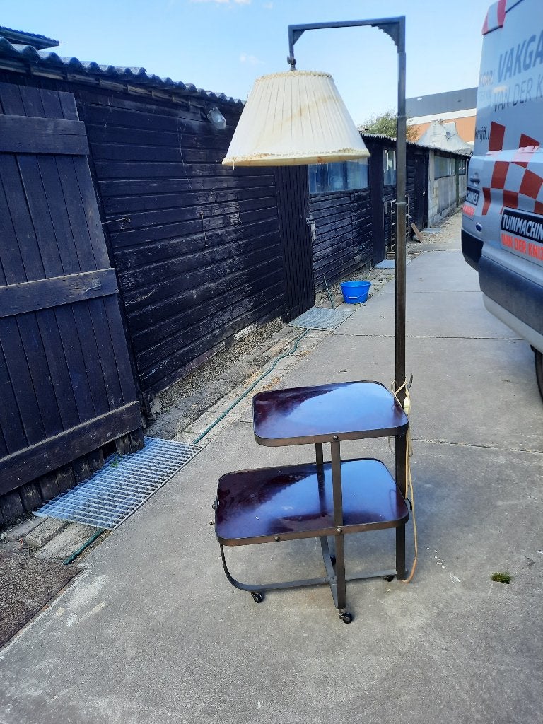 Art deco vloerlamp met tafeltje van messing, Ophalen