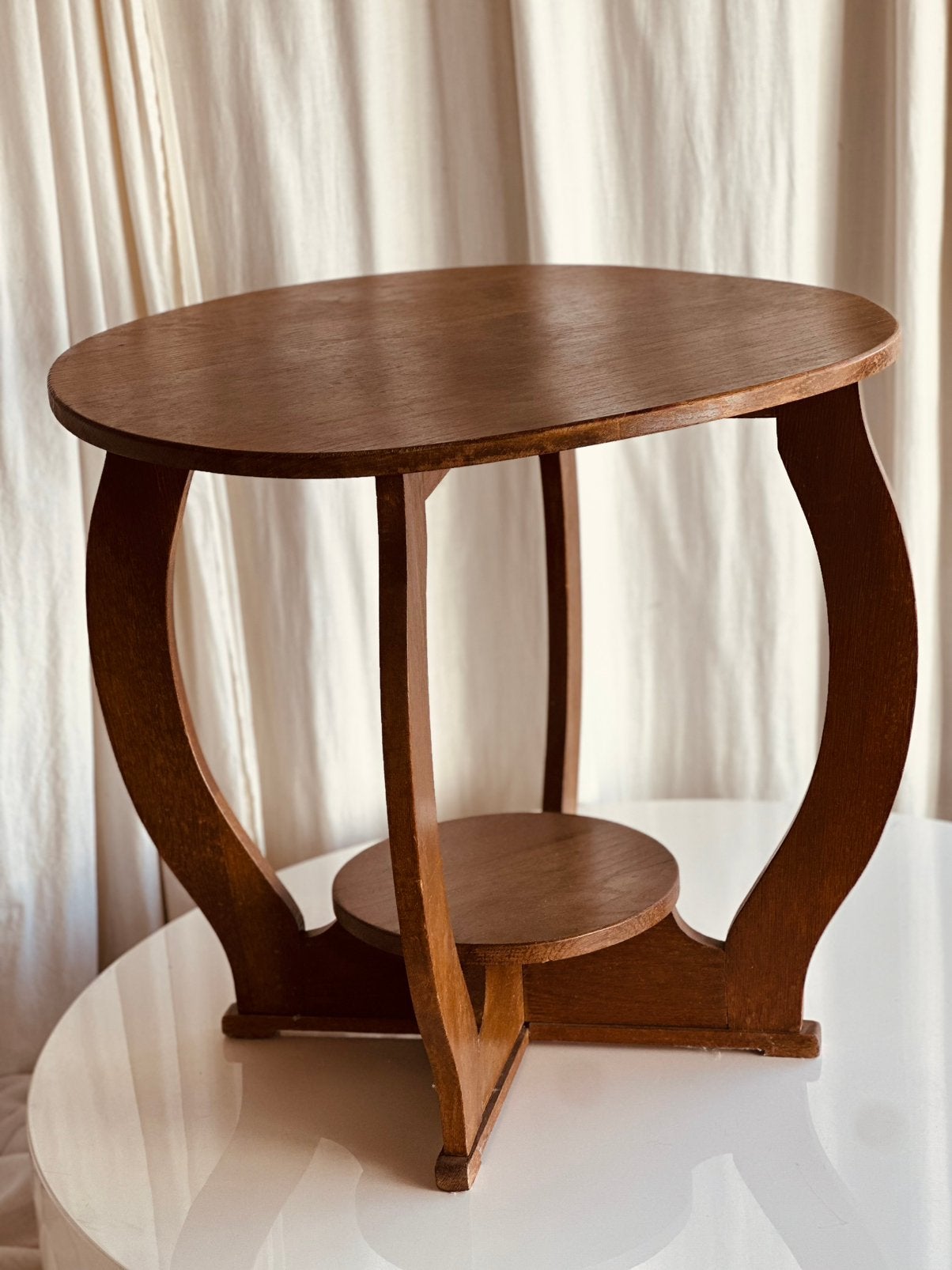 Ronde tafel Art Deco Eikenhout, Antiek en Kunst, Ophalen of Verzenden