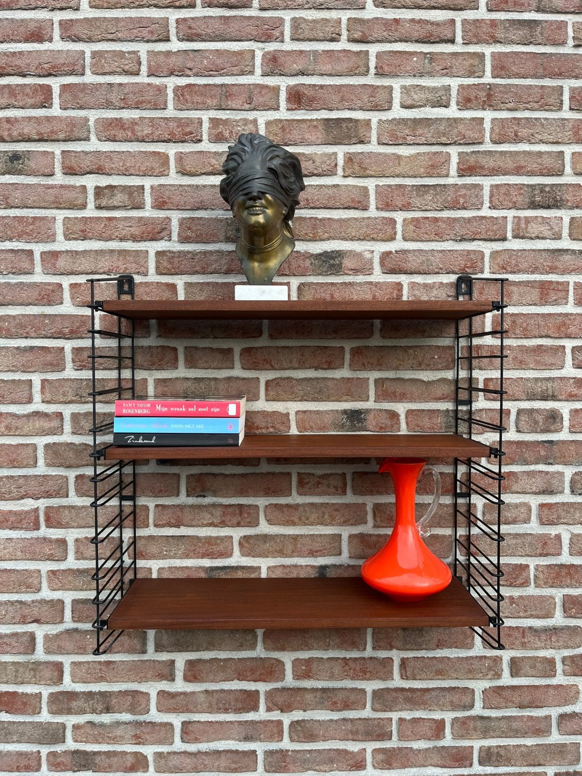 Vintage tomado wandrek, wandsysteem, met 3 teak planken, Huis en Inrichting, Ophalen of Verzenden, Gebruikt