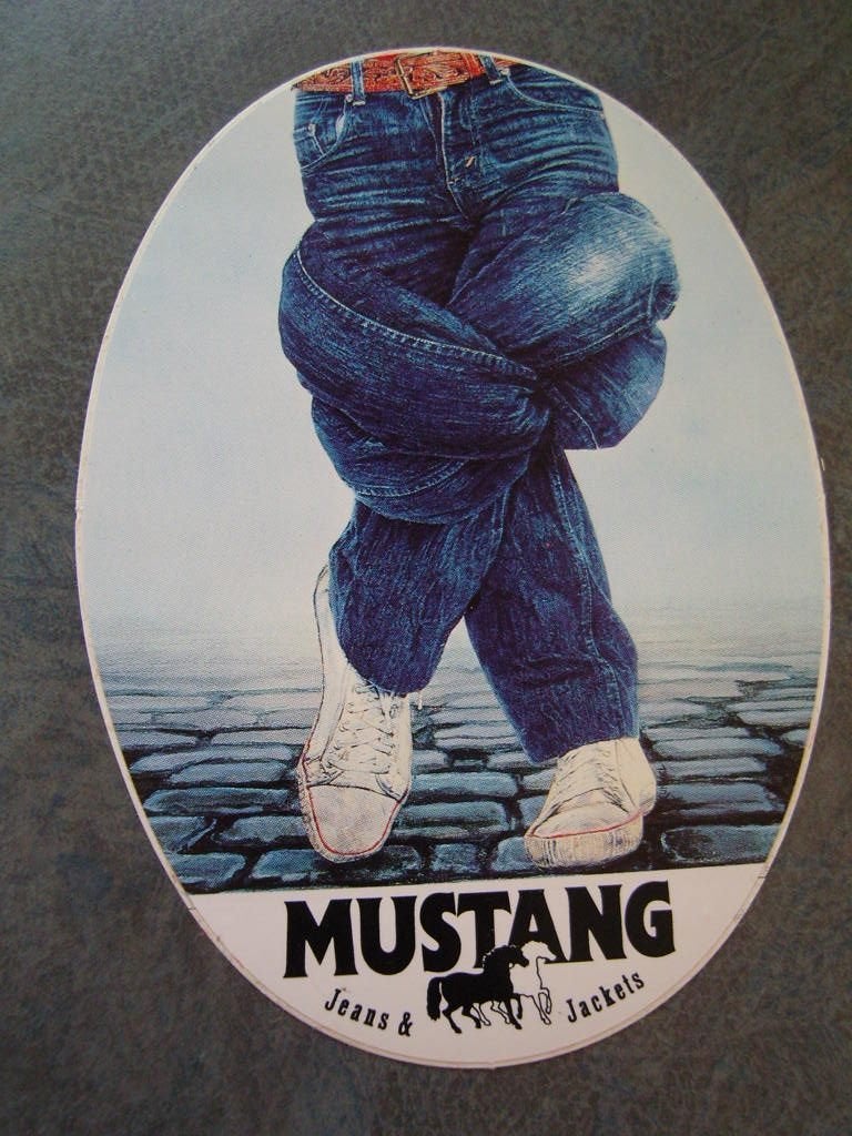 sticker MUSTANG jeans & jackets strip in de knoop, Ophalen, Zo goed als nieuw