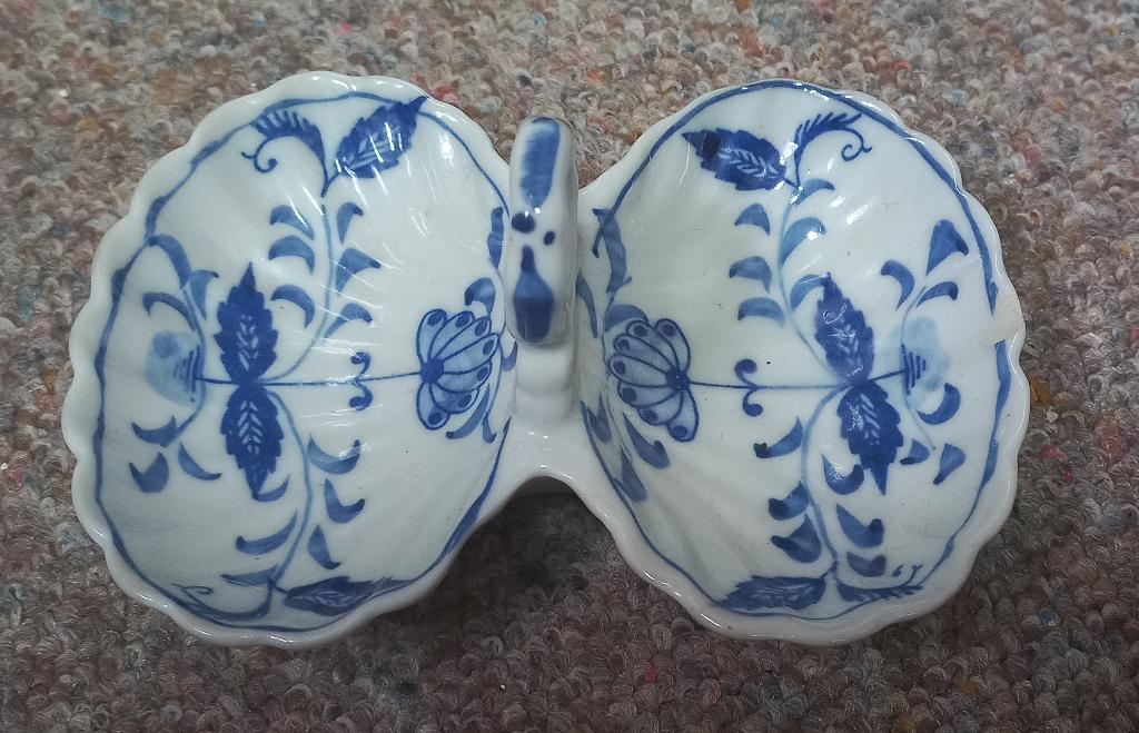 Zwiebelmuster stijl peper en zout schaaltje, Gebruikt, Ophalen of Verzenden, Schaal of Schalen, Overige stijlen
