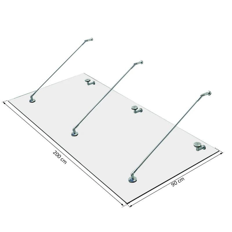 Glazen Luifel overkapping afdak 200x90 cm - Veiligheidsglas, 80 tot 120 cm, Nieuw, Ophalen of Verzenden, Glasplaat
