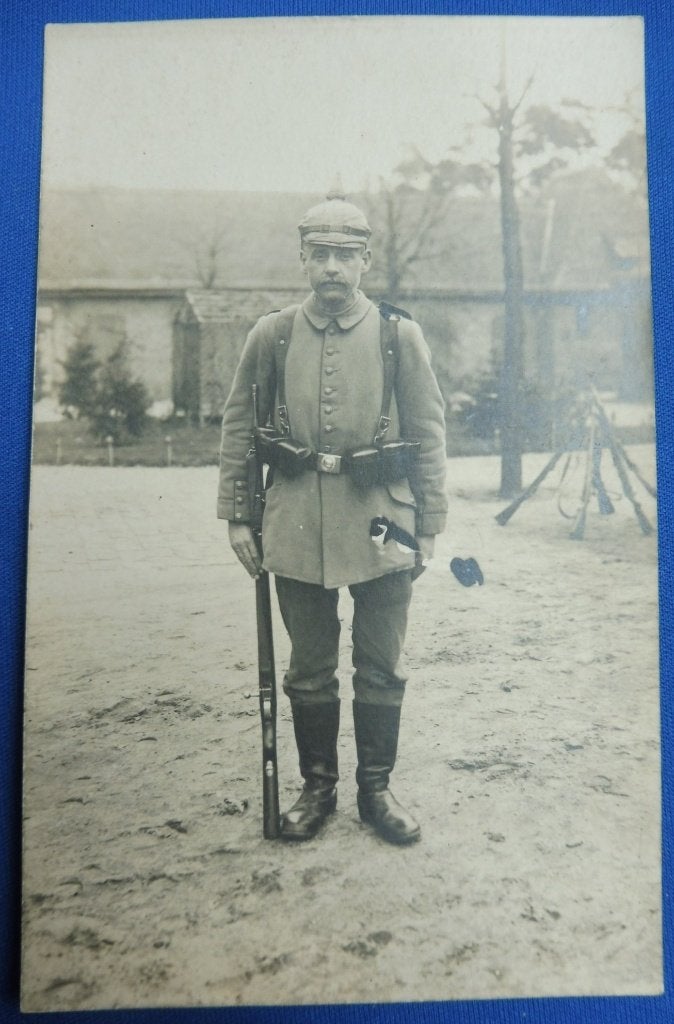 Originele Duitse WO1 Foto  Soldat Pickelhaube 1914-1918 (P), Verzamelen, Verzenden, Landmacht, Duitsland, Foto of Poster