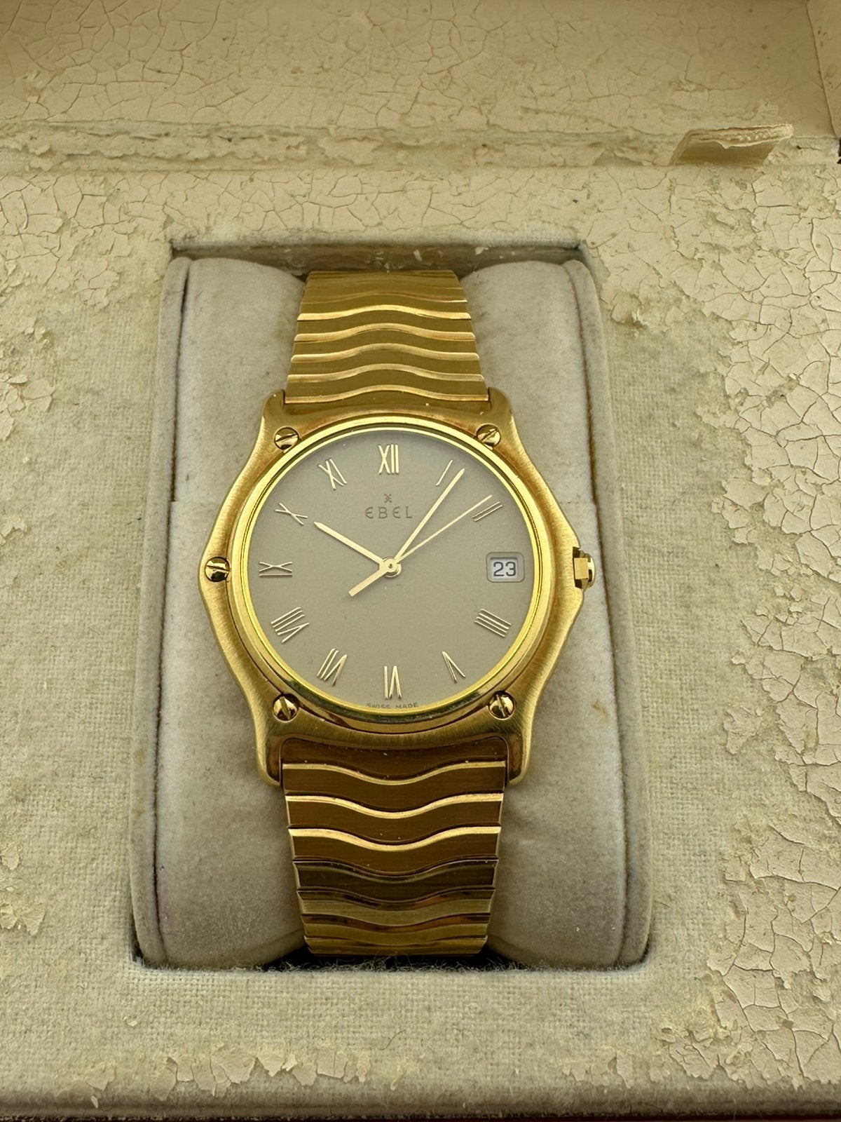 Ebel Classic Wave – 18 Karaat Massief Goud – 35 mm full set, Overige merken, Met bandje, Polshorloge, Goud