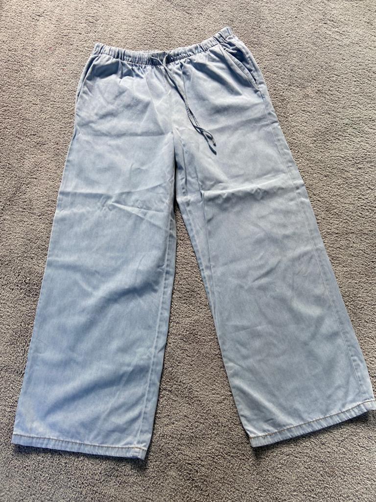 Wijde damesbroek, Ophalen, Blauw, Maat 46/48 (XL) of groter, Nieuw