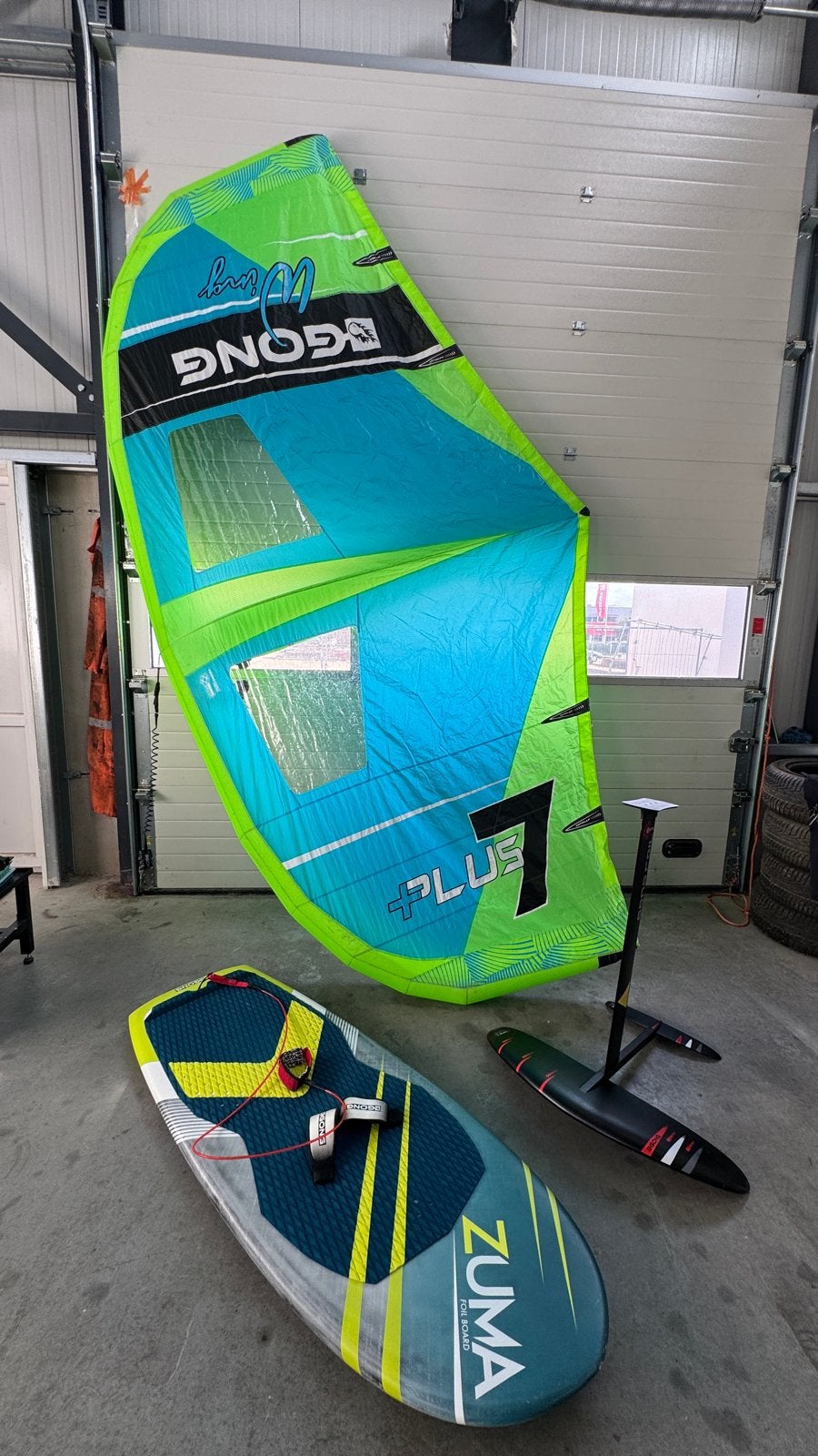 Gong Wingfoil Set: Wing, Board en Hydrofoil light wind setje, Ophalen, Gebruikt, Overige typen, Met vinnen