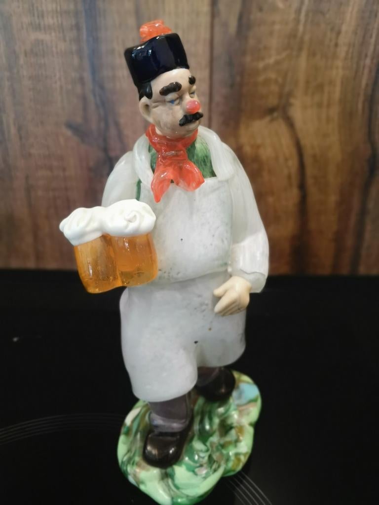 Vintage Glazen Figuur Bierdrinker - Jaroslav Brychta, Ophalen of Verzenden, Gebruikt, Mens