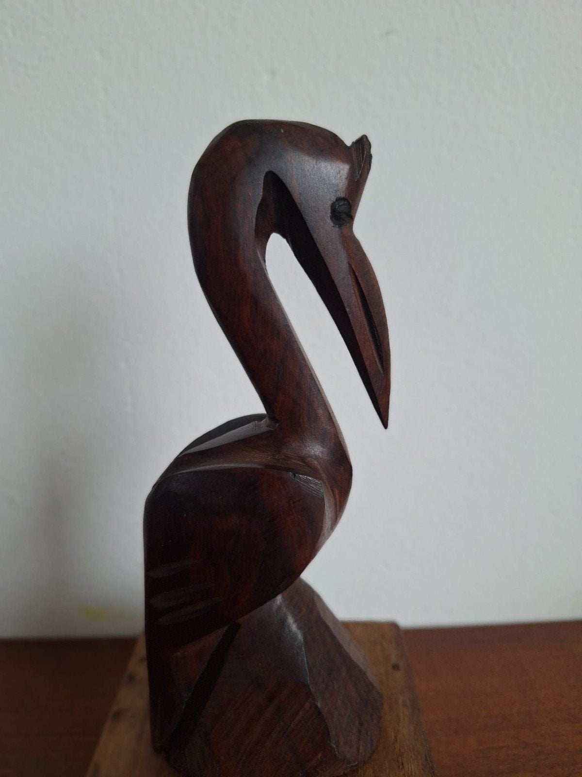 Massief hout gesneden reiger van Garza, Ophalen of Verzenden, Zo goed als nieuw, Dier