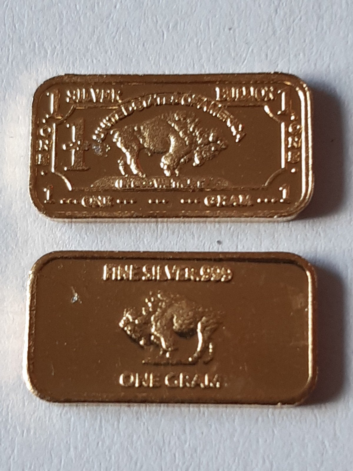 1 gram fine silver buffalo baartje verguld kk f.7.11.n6, Ophalen, Noord-Amerika