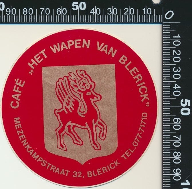 Sticker: Cafe Het Wapen van Blerick - Blerick, Ophalen of Verzenden, Zo goed als nieuw, Bedrijf of Vereniging