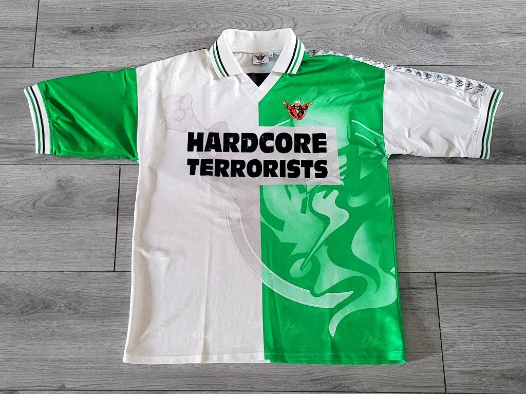 Origineel 90's ID&T Soccershirt ( Hardcore / Thunderdome ), Ophalen of Verzenden, Gedragen, Maat 56/58 (XL), Groen