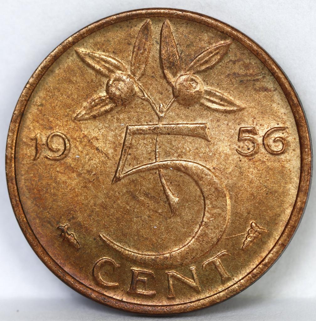 5 Cent 1956 UNC, Ophalen of Verzenden, Koningin Juliana, 5 cent, Losse munt