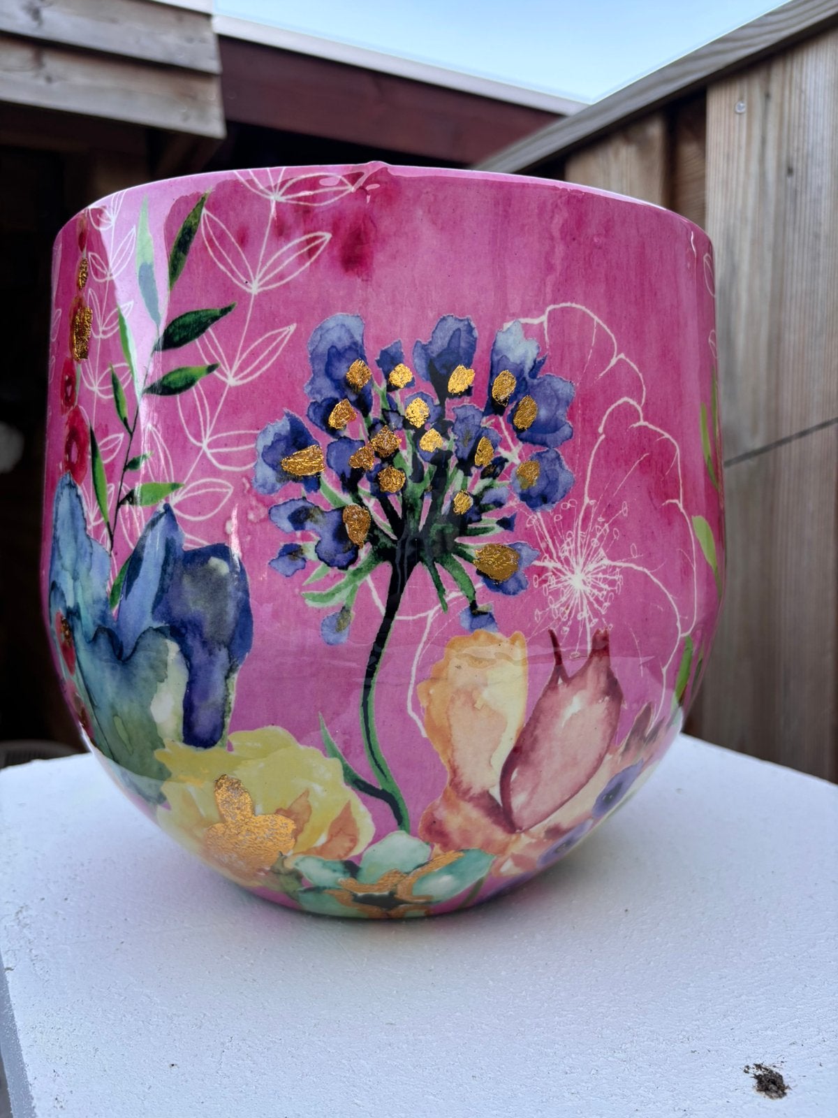 Pot fuchsia, Rond, Binnen, Zo goed als nieuw, Aardewerk