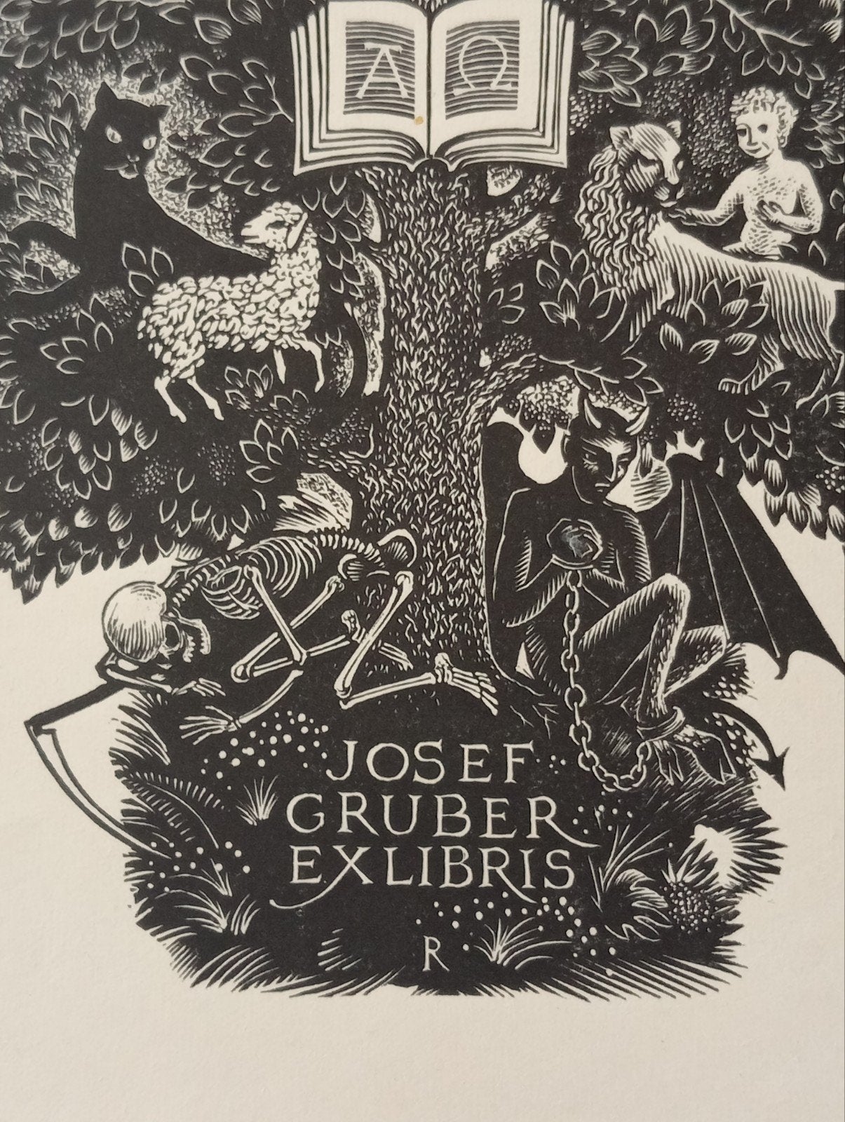 Pam Rueter Jezus is De Alpha & Omega Josef Gruber exlibris, Antiek en Kunst, Ophalen of Verzenden