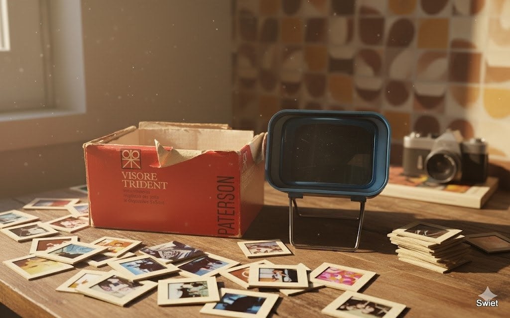2237 trident viewer retro dia kijker blauw met doos, Ophalen of Verzenden