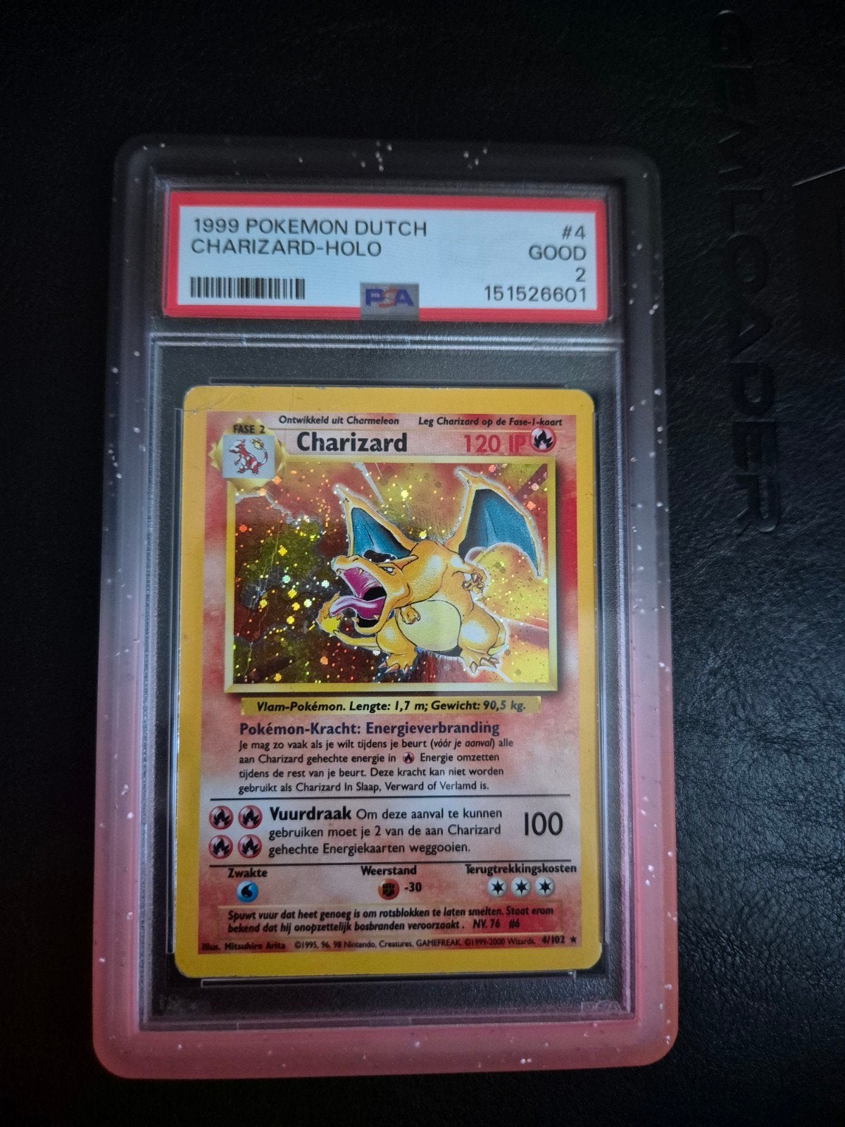 1999 Pokémon Dutch nl Charizard Holo PSA 2, Ophalen of Verzenden, Gebruikt, Losse kaart, Foil