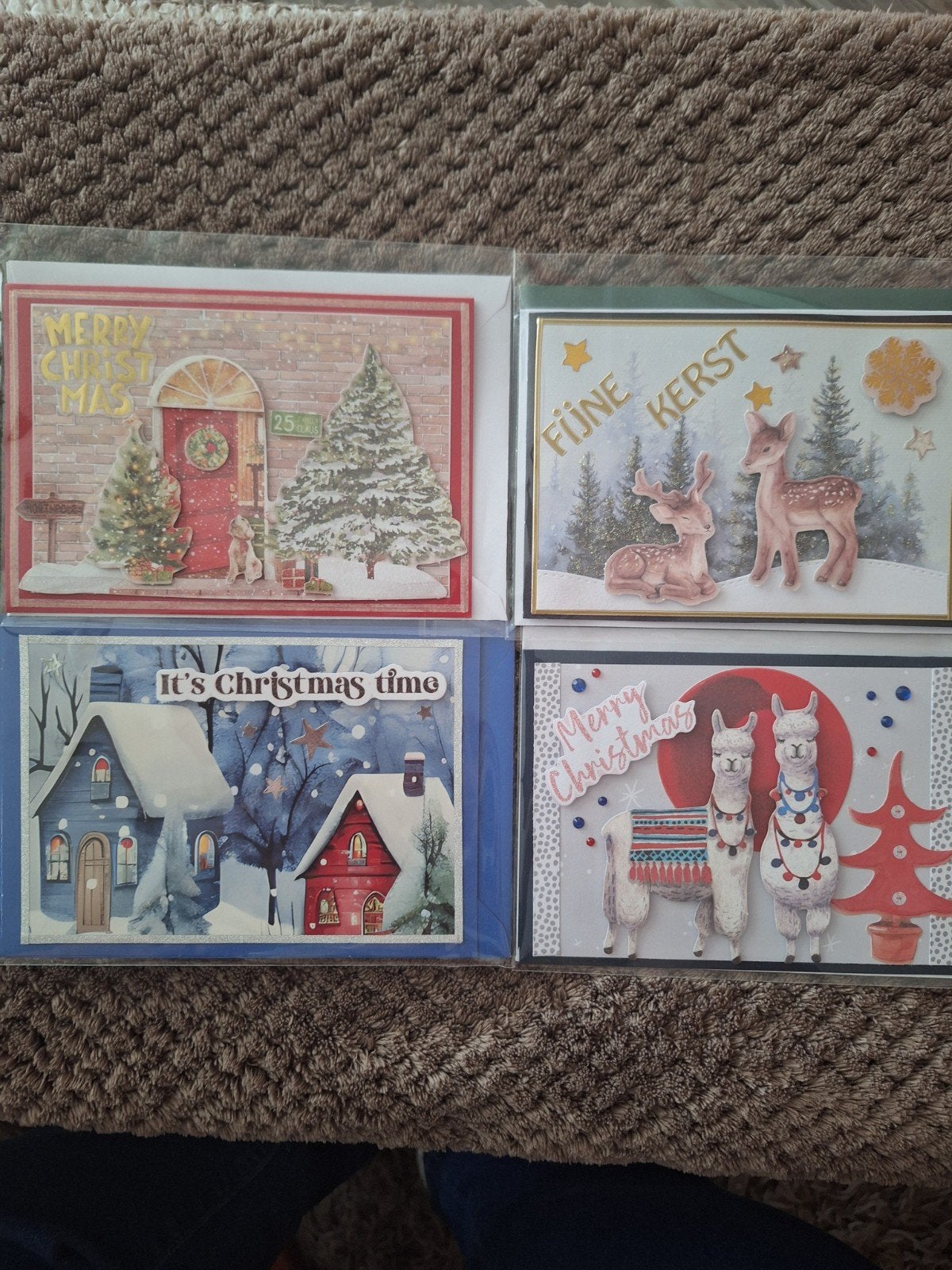 Set 4 kerstkaarten, Ophalen of Verzenden, Nieuw, Kerst
