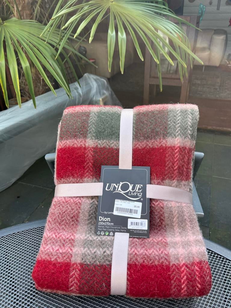 100% Wollen Plaid 130x170 met Franjes, Ophalen of Verzenden, Nieuw