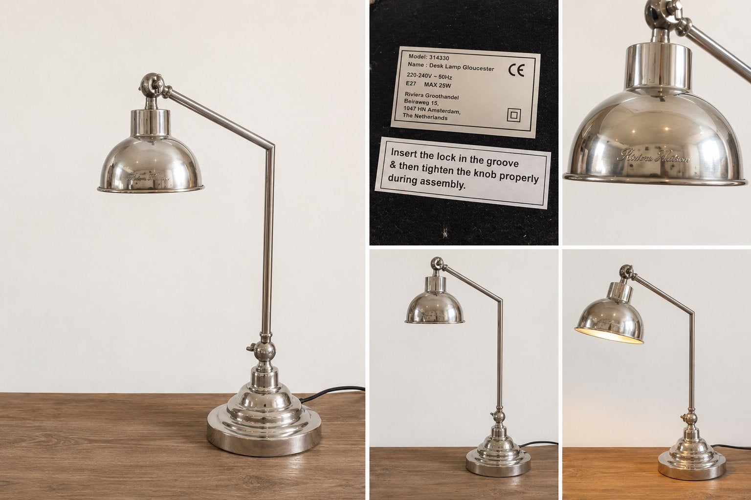 Rivièra Maison Gloucester Desk Lamp – originele bureaulamp, Zilver, Ophalen of Verzenden, Metaal, Bureaulamp